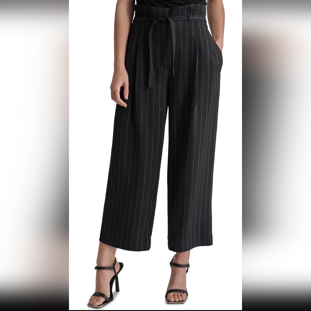 DKNY Pinstripe Paperbag Cropped Trousers